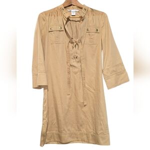 Diane Von Furstenberg Camel Tailored Cotton Mini Dress